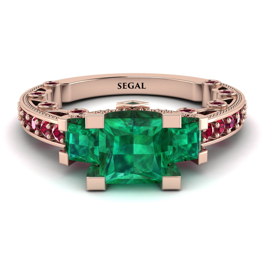 Modern Geometric Emerald Gold Engagement Ring - Beverly No. 50