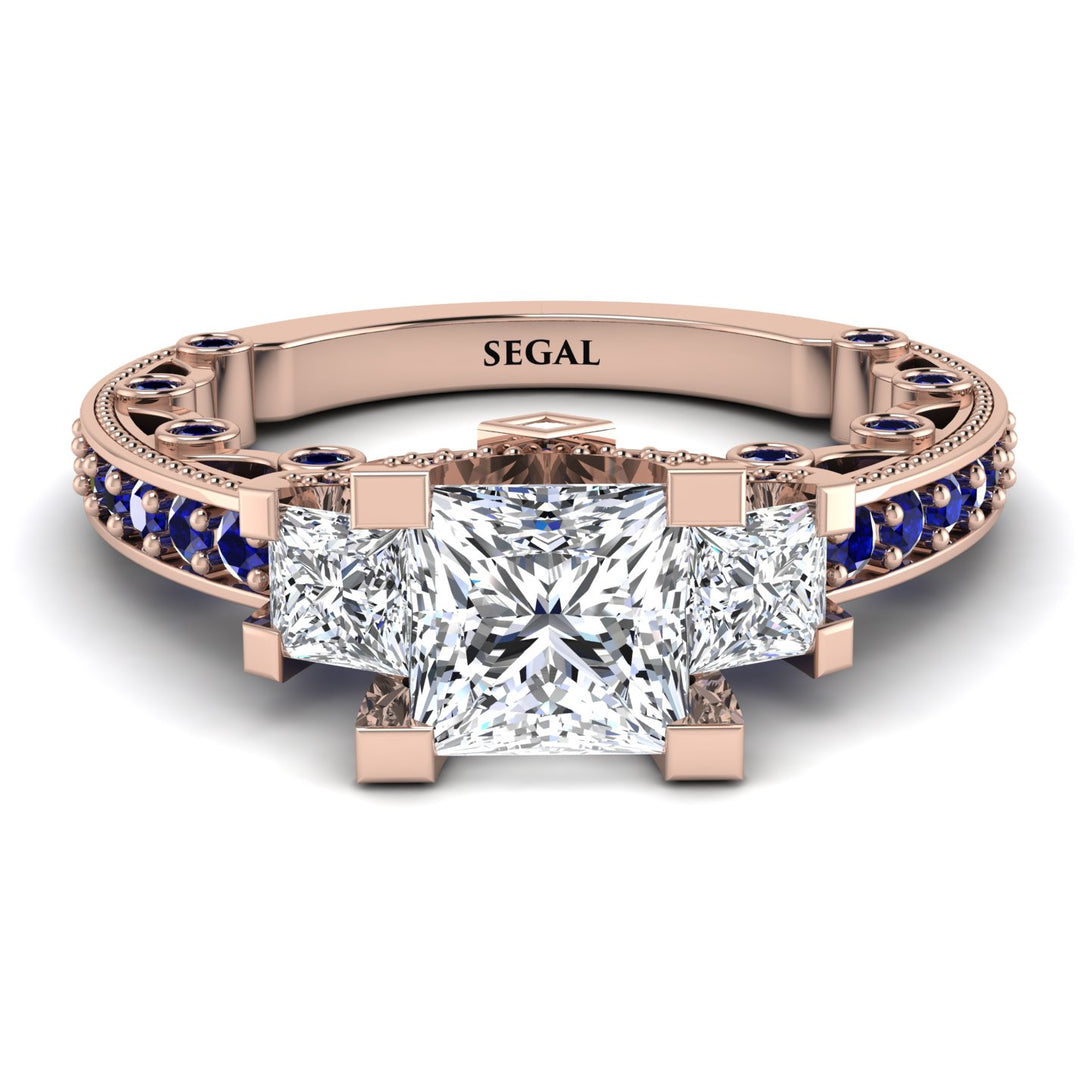 Modern Geometric Diamond Gold Engagement Ring - Beverly No. 62