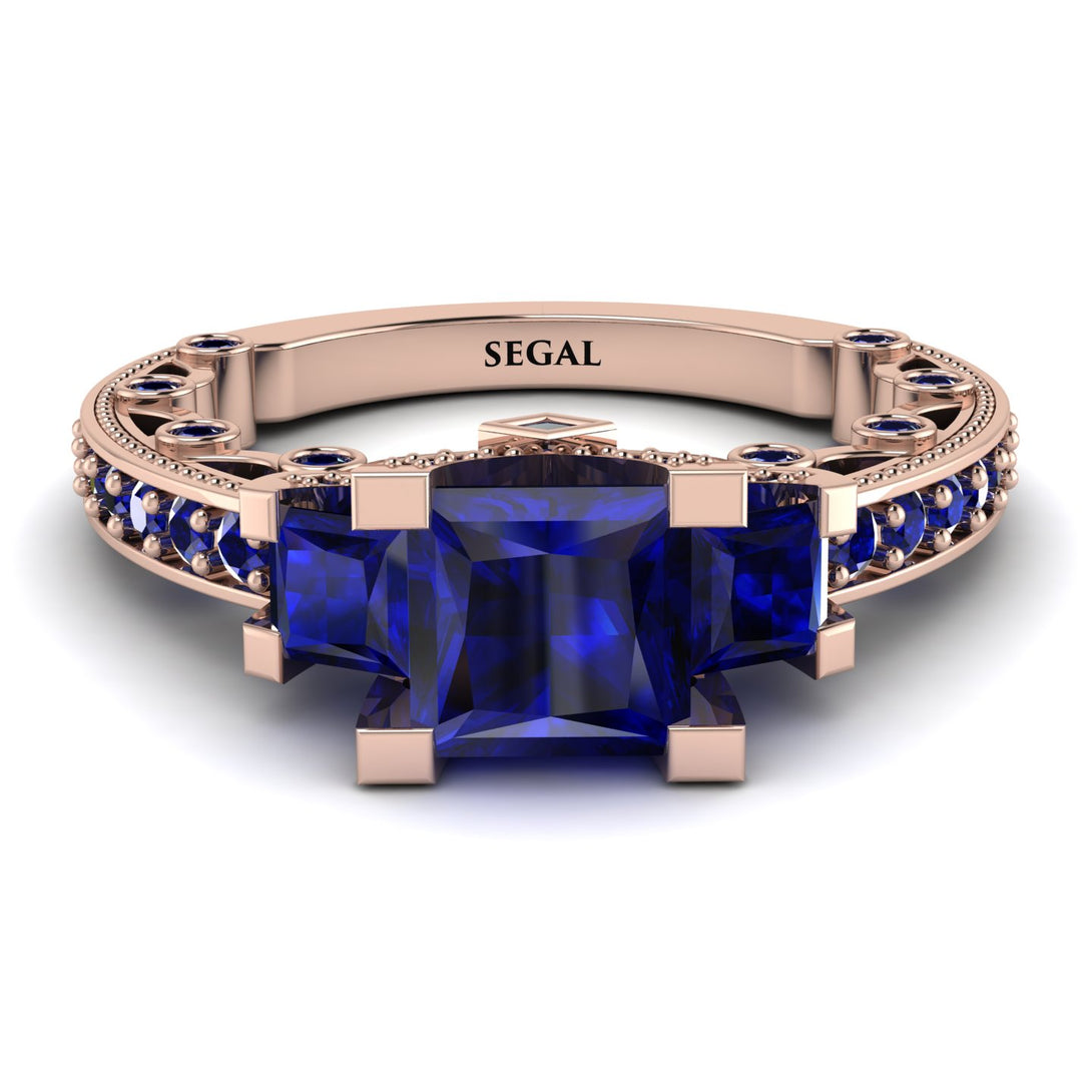 Modern Geometric Sapphire Gold Engagement Ring - Beverly No. 74