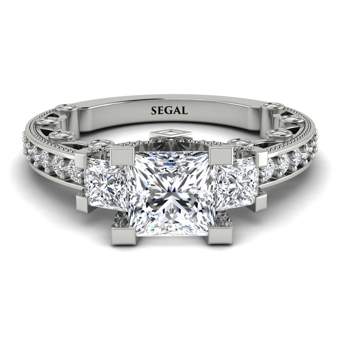 Modern Geometric Diamond Gold Engagement Ring - Beverly No. 3
