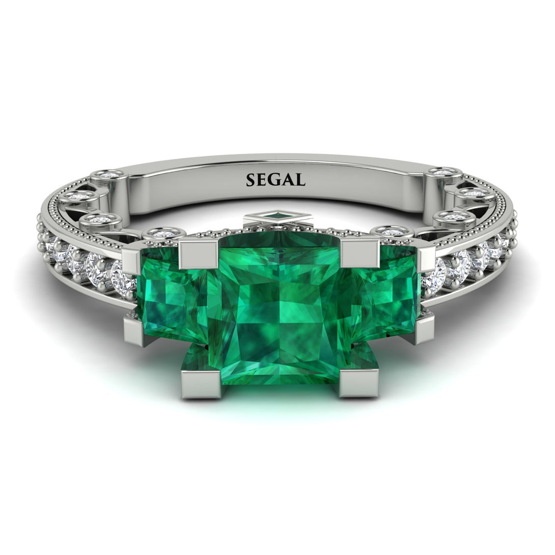 Modern Geometric Emerald Gold Engagement Ring - Beverly No. 6