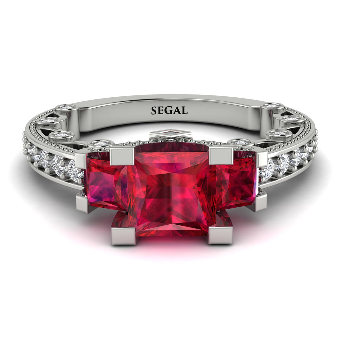 Modern Geometric Ruby Gold Engagement Ring - Beverly No. 12