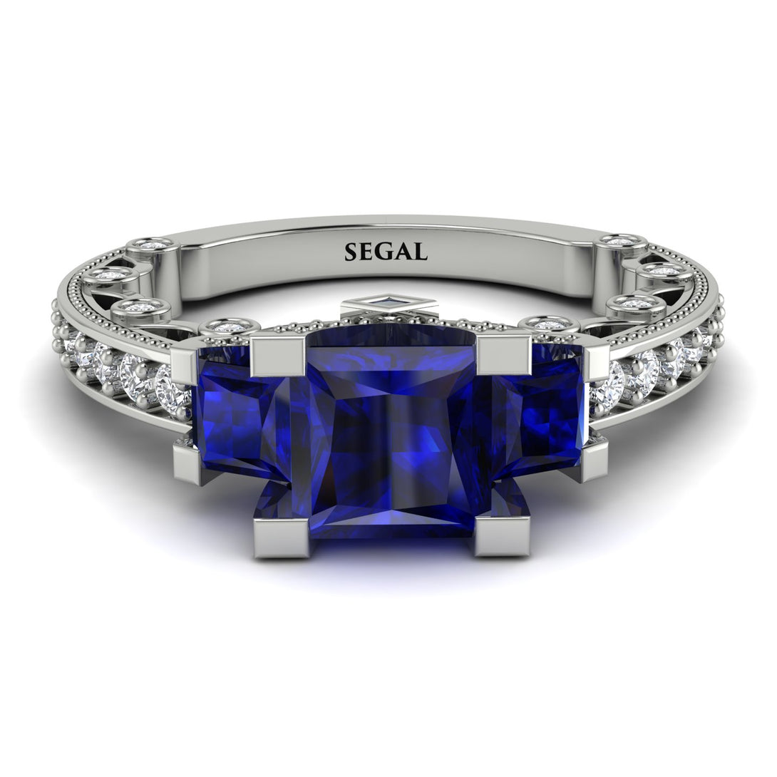 Modern Geometric Sapphire Gold Engagement Ring - Beverly No. 15