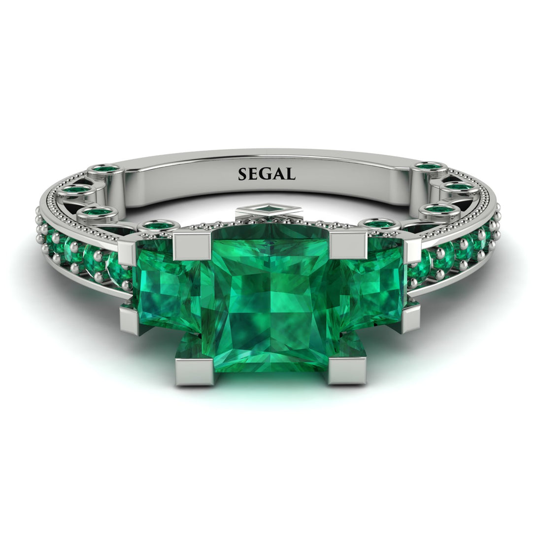 Modern Geometric Emerald Gold Engagement Ring - Beverly No. 21