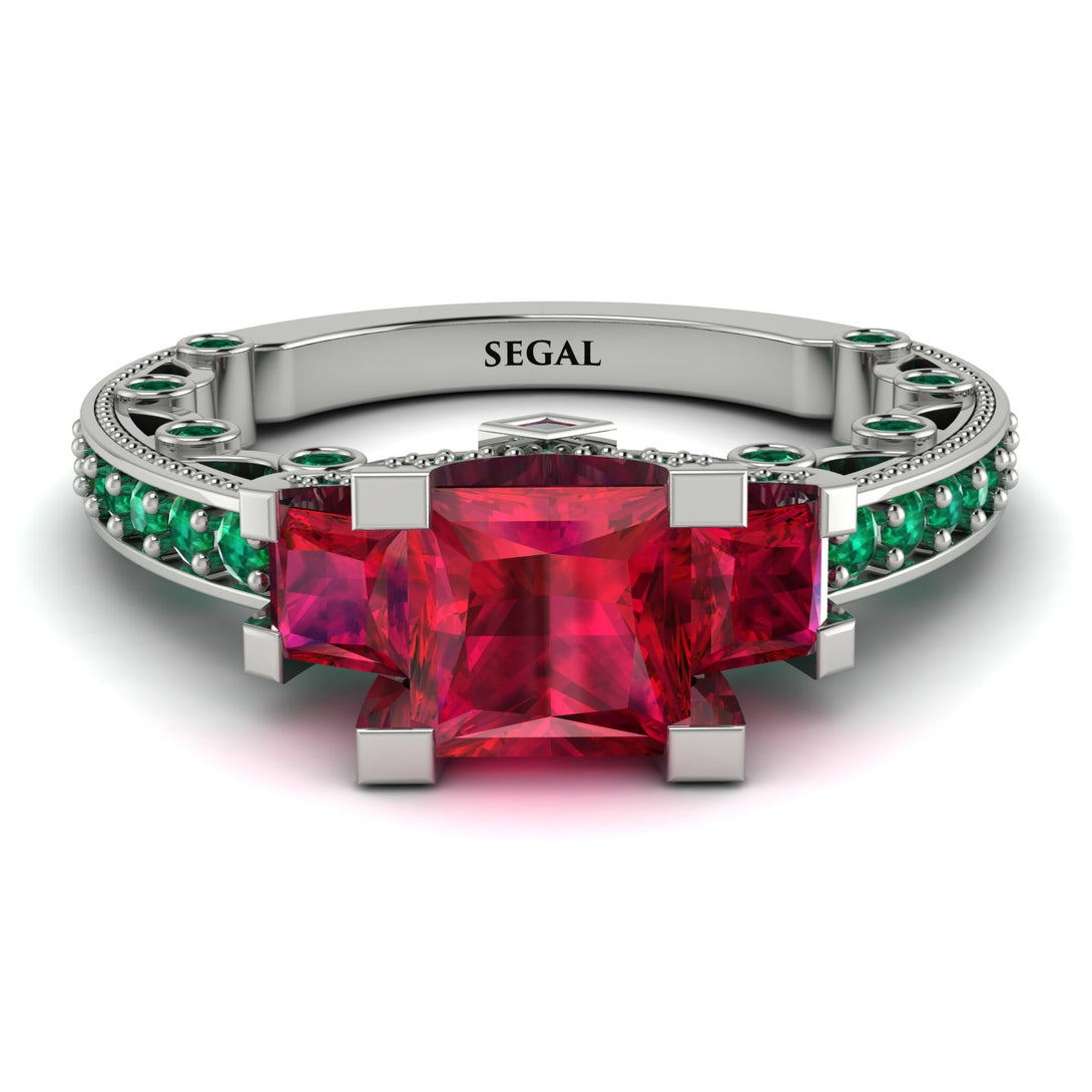 Modern Geometric Ruby Gold Engagement Ring - Beverly No. 27