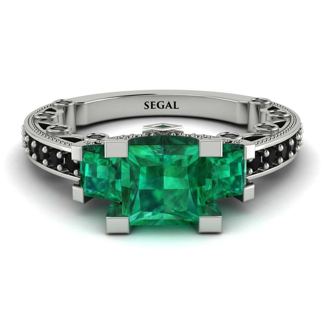 Modern Geometric Emerald Gold Engagement Ring - Beverly No. 36