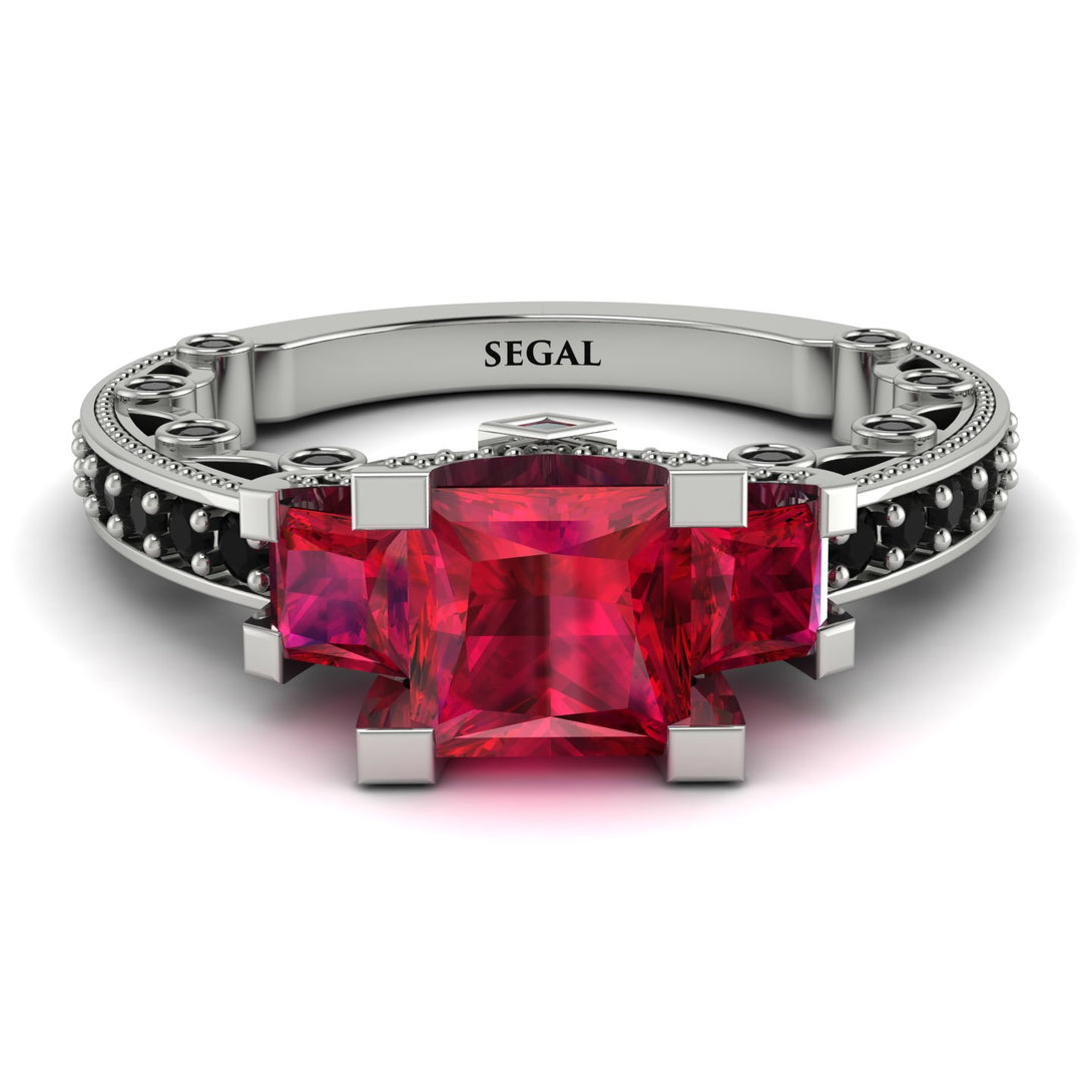 Modern Geometric Ruby Gold Engagement Ring - Beverly No. 42