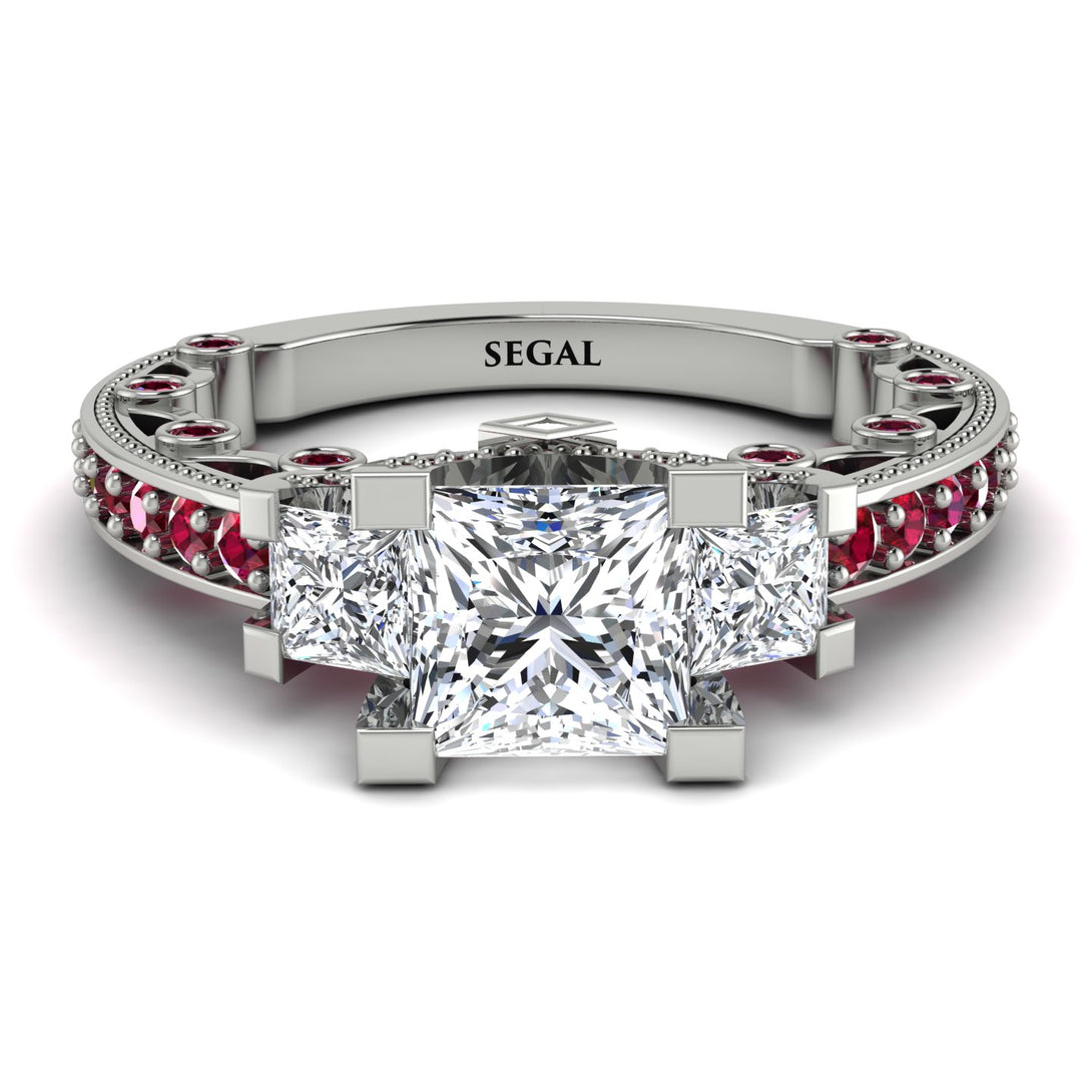 Modern Geometric Diamond Gold Engagement Ring - Beverly No. 48
