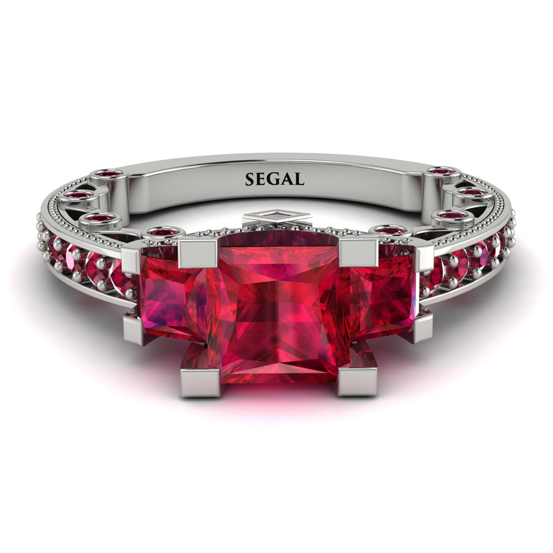 Modern Geometric Ruby Gold Engagement Ring - Beverly No. 57