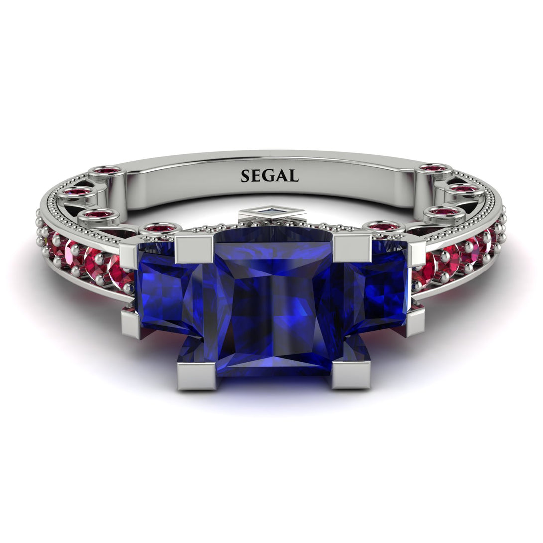 Modern Geometric Sapphire Gold Engagement Ring - Beverly No. 60