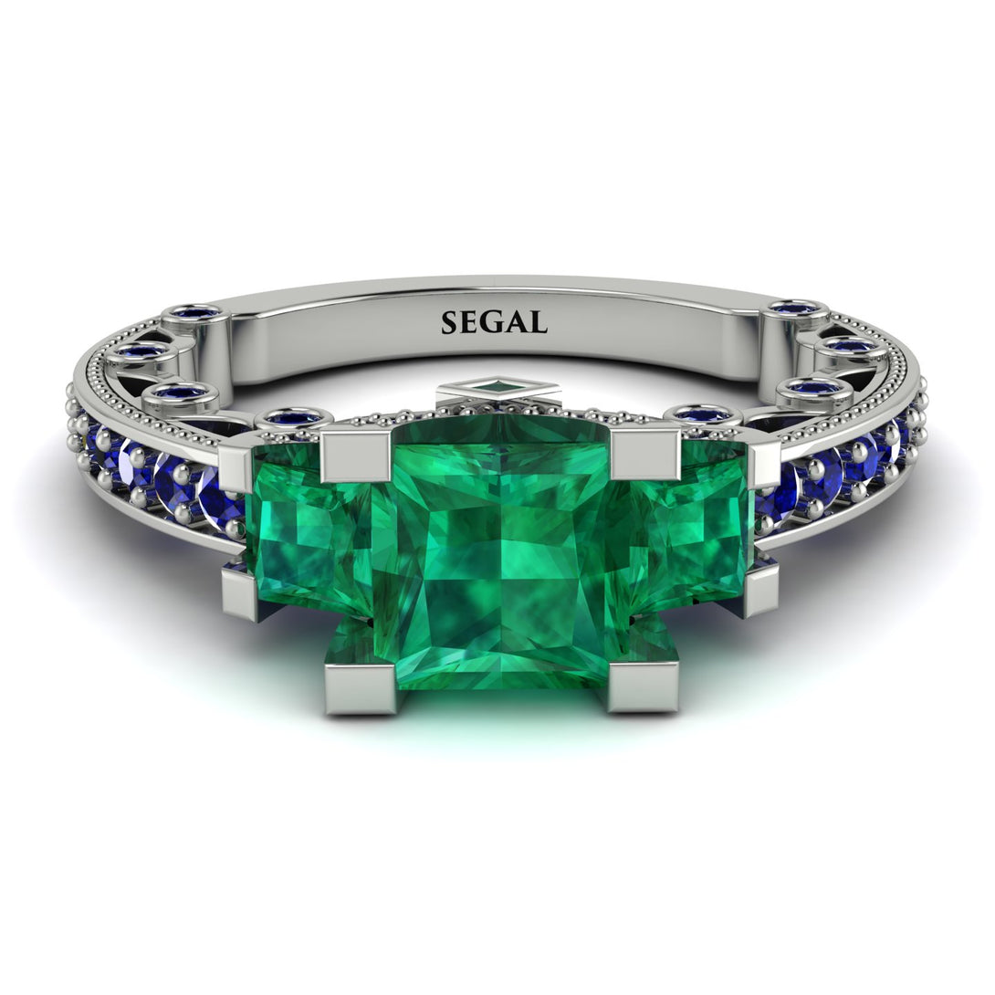 Modern Geometric Emerald Gold Engagement Ring - Beverly No. 66