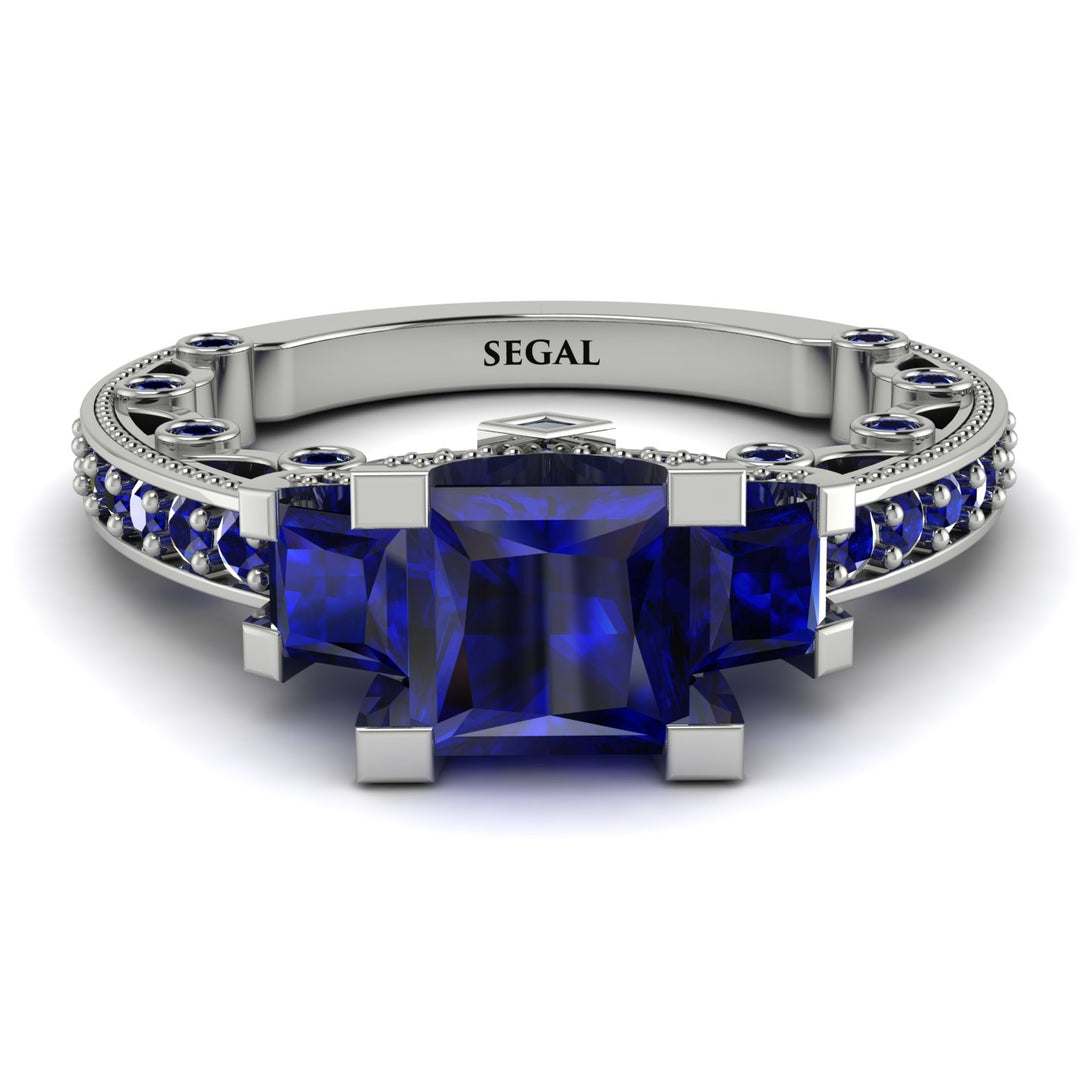 Modern Geometric Sapphire Gold Engagement Ring - Beverly No. 75