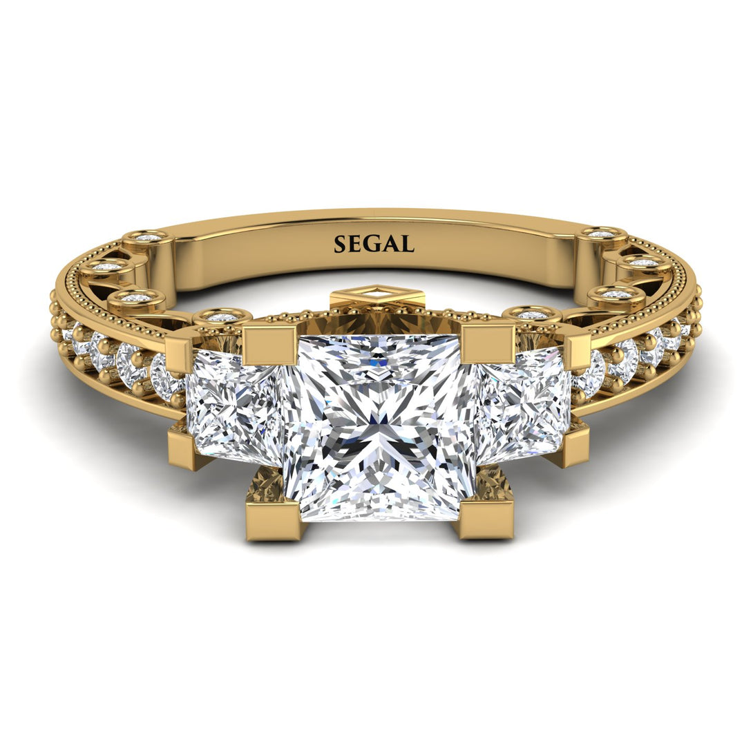 Modern Geometric Diamond Gold Engagement Ring - Beverly No. 1