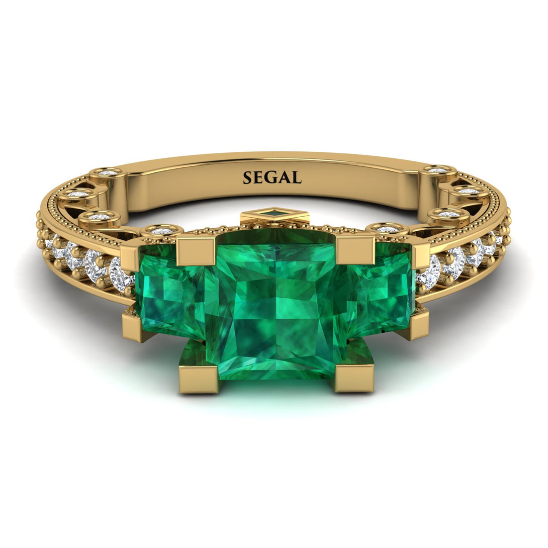 Modern Geometric Emerald Gold Engagement Ring - Beverly No. 4