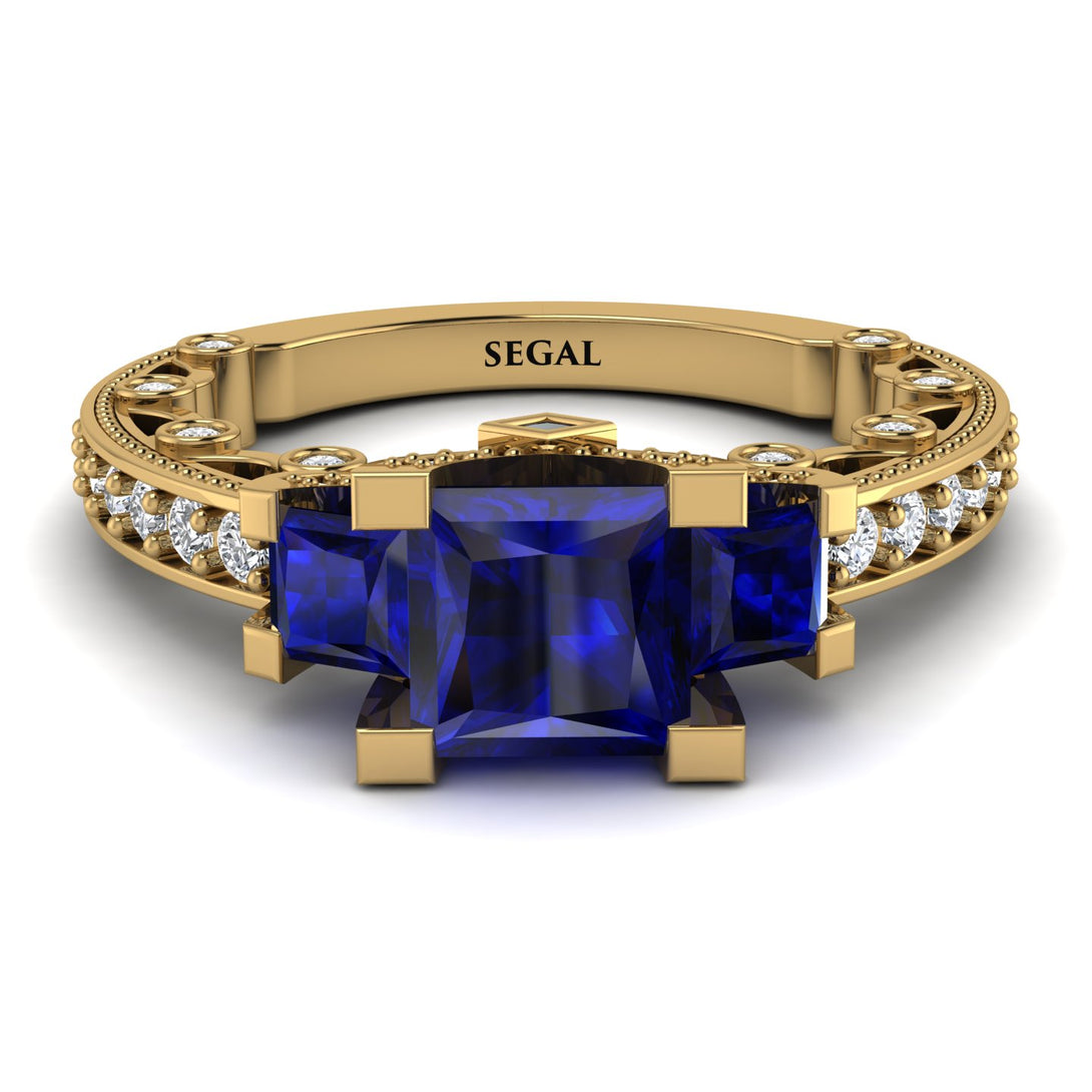 Modern Geometric Sapphire Gold Engagement Ring - Beverly No. 13