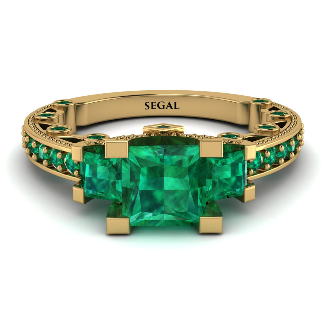 Modern Geometric Emerald Gold Engagement Ring - Beverly No. 19