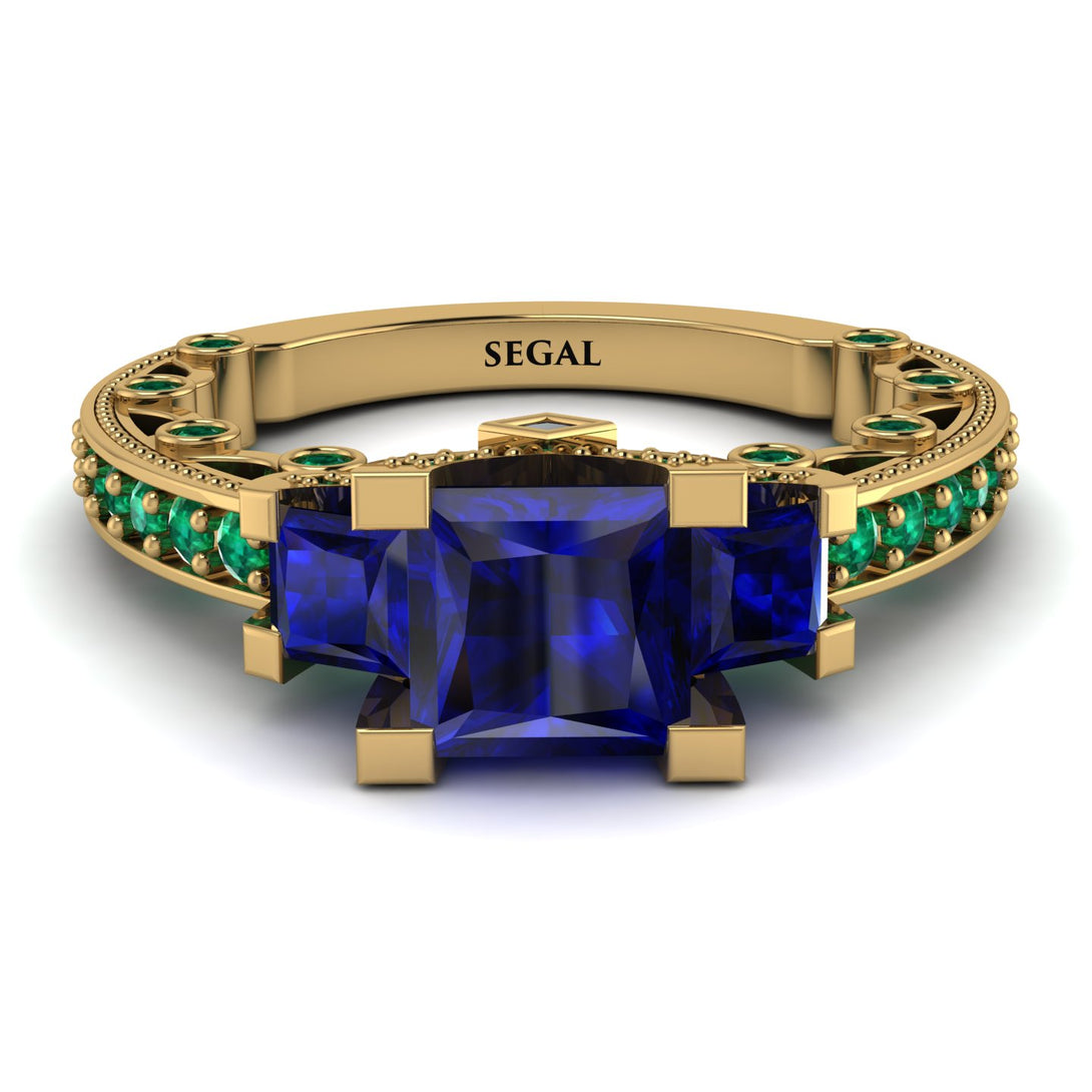 Modern Geometric Sapphire Gold Engagement Ring - Beverly No. 28