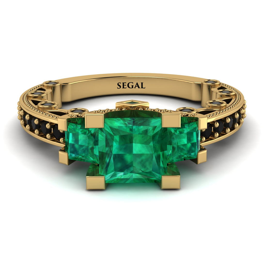 Modern Geometric Emerald Gold Engagement Ring - Beverly No. 34