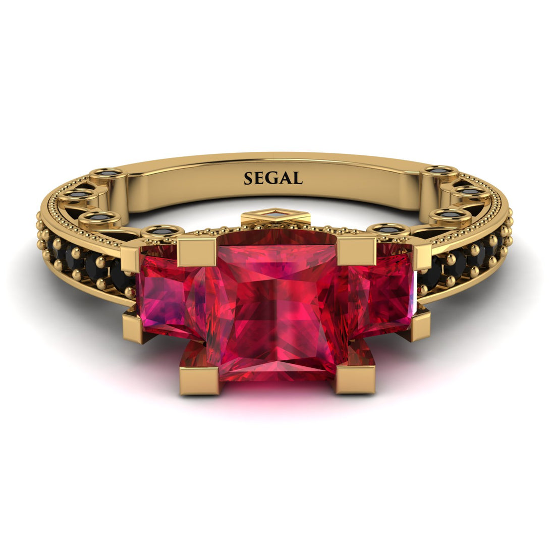 Modern Geometric Ruby Gold Engagement Ring - Beverly No. 40