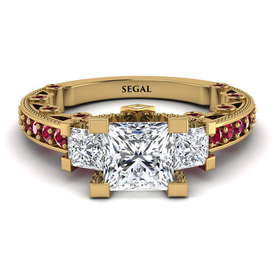 Modern Geometric Diamond Gold Engagement Ring - Beverly No. 46