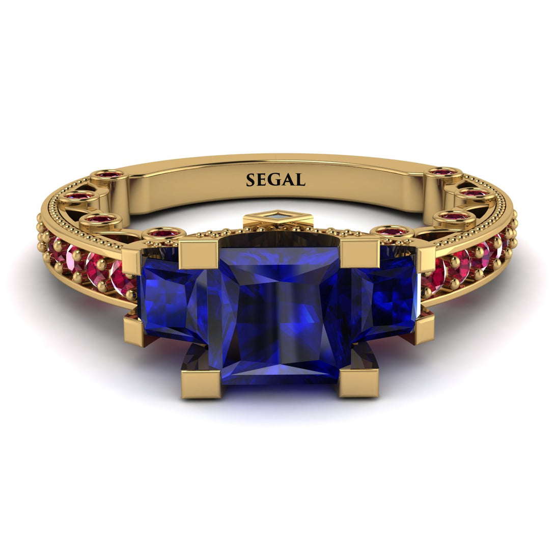 Modern Geometric Sapphire Gold Engagement Ring - Beverly No. 58