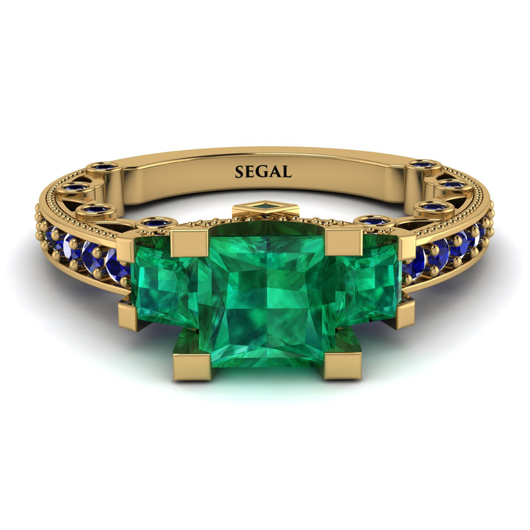 Modern Geometric Emerald Gold Engagement Ring - Beverly No. 64