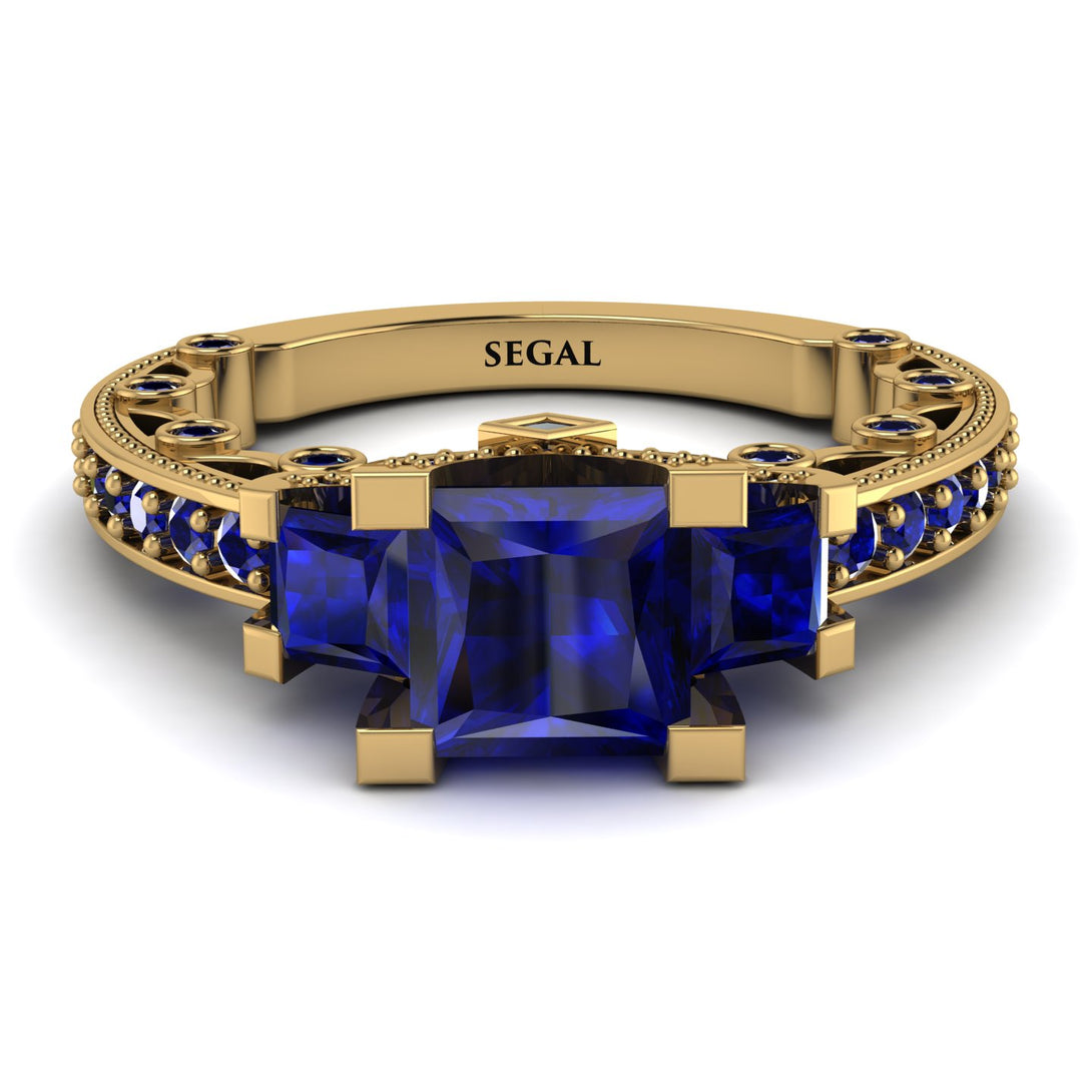 Modern Geometric Sapphire Gold Engagement Ring - Beverly No. 73
