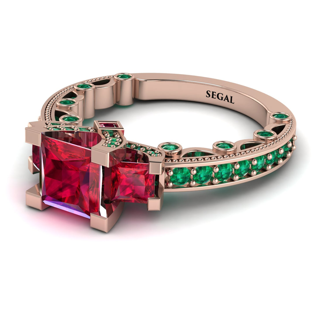 Modern Geometric Ruby Gold Engagement Ring - Beverly No. 26