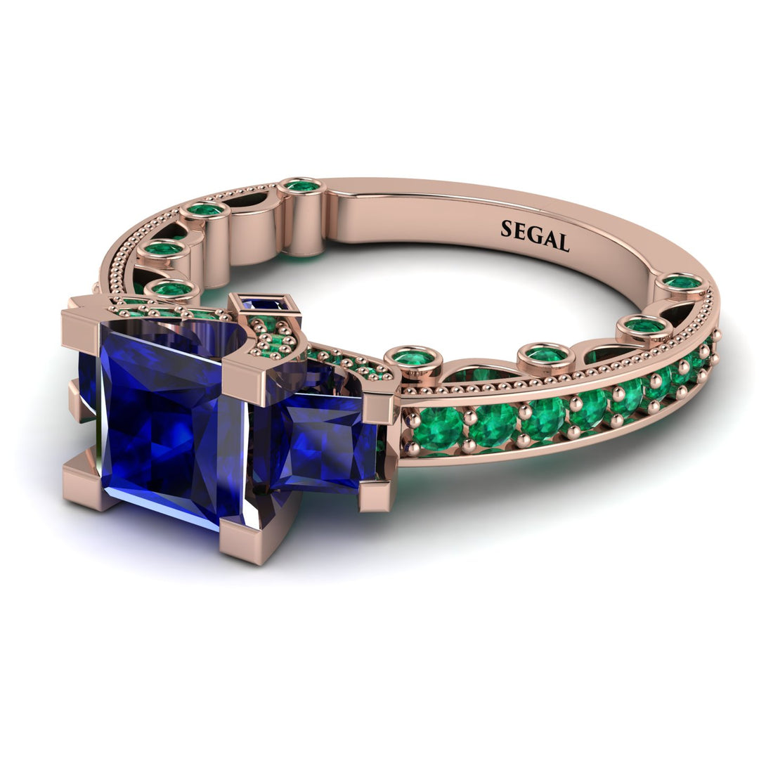 Modern Geometric Sapphire Gold Engagement Ring - Beverly No. 29