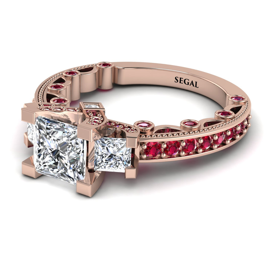 Modern Geometric Diamond Gold Engagement Ring - Beverly No. 47