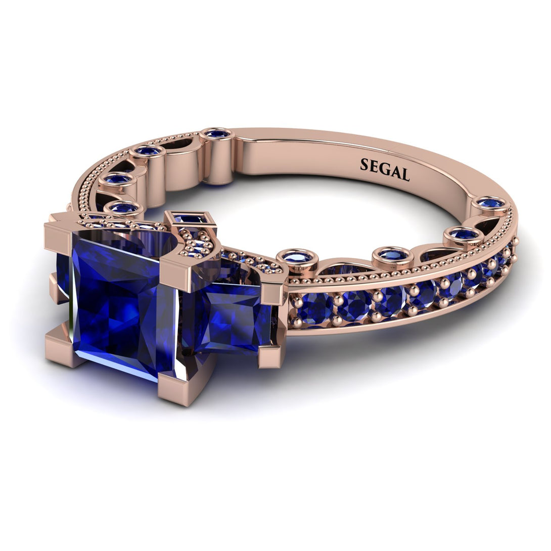 Modern Geometric Sapphire Gold Engagement Ring - Beverly No. 74
