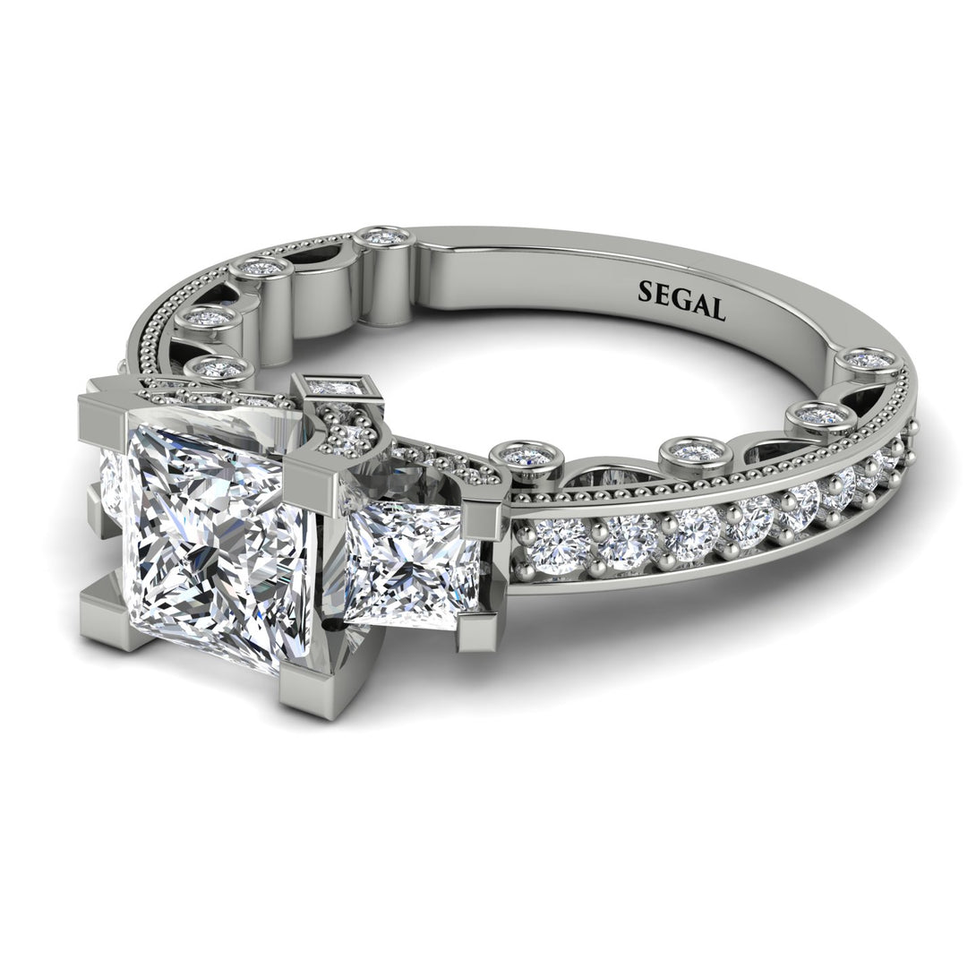Modern Geometric Diamond Gold Engagement Ring - Beverly No. 3