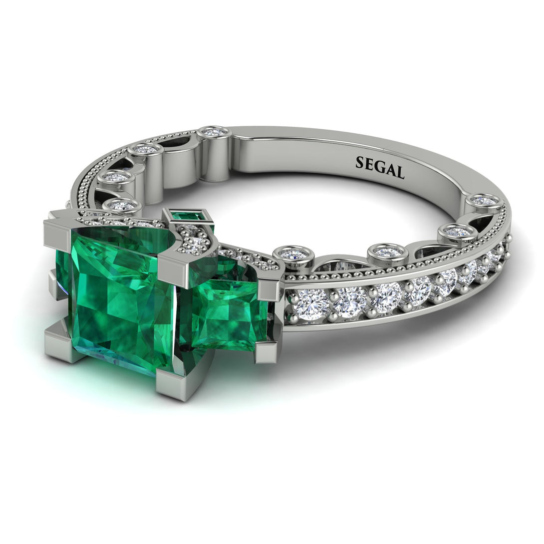 Modern Geometric Emerald Gold Engagement Ring - Beverly No. 6