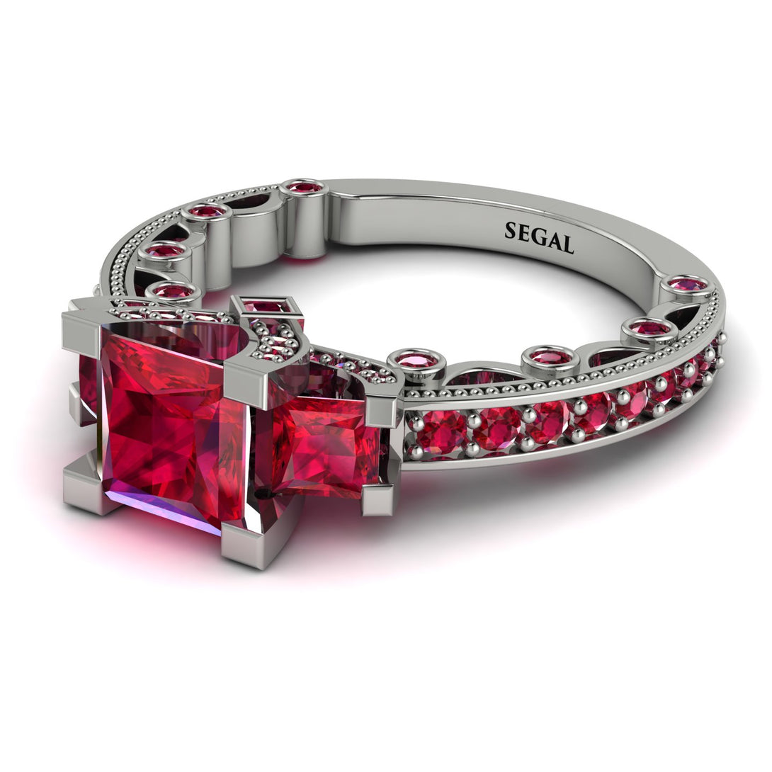 Modern Geometric Ruby Gold Engagement Ring - Beverly No. 57