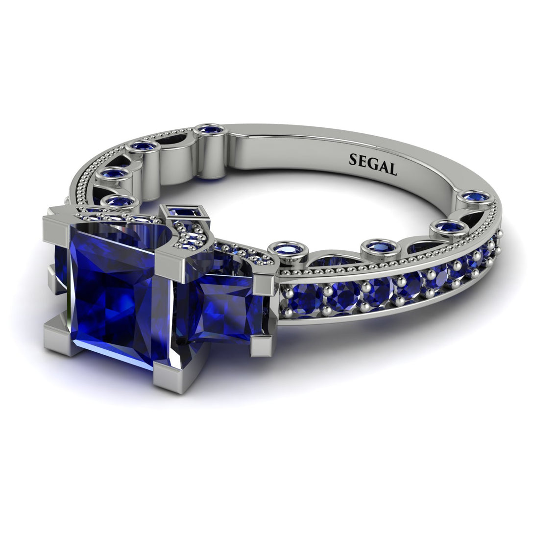 Modern Geometric Sapphire Gold Engagement Ring - Beverly No. 75