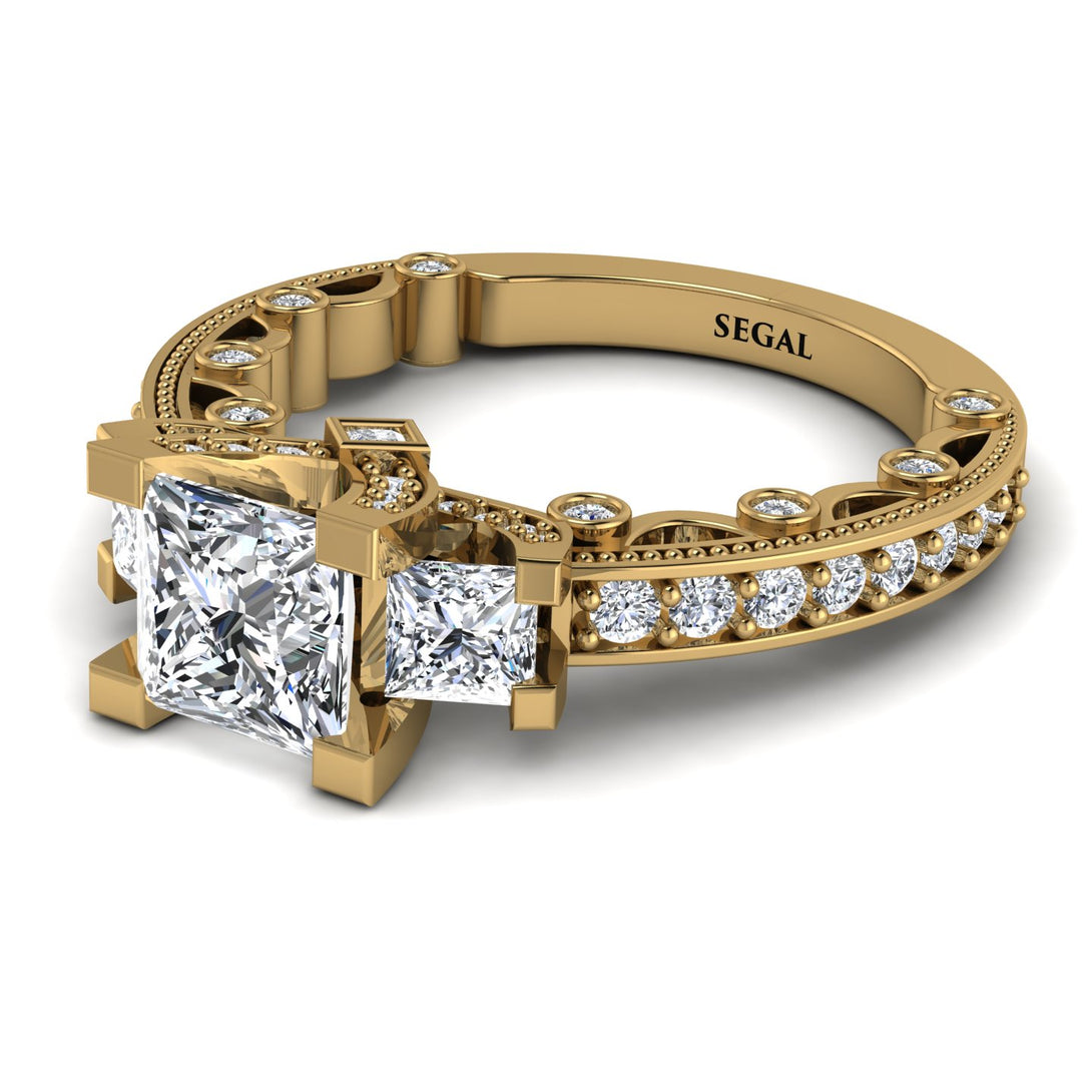 Modern Geometric Diamond Gold Engagement Ring - Beverly No. 1