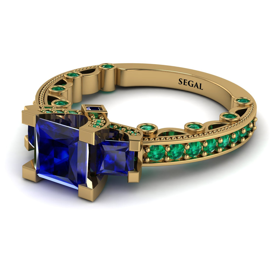 Modern Geometric Sapphire Gold Engagement Ring - Beverly No. 28