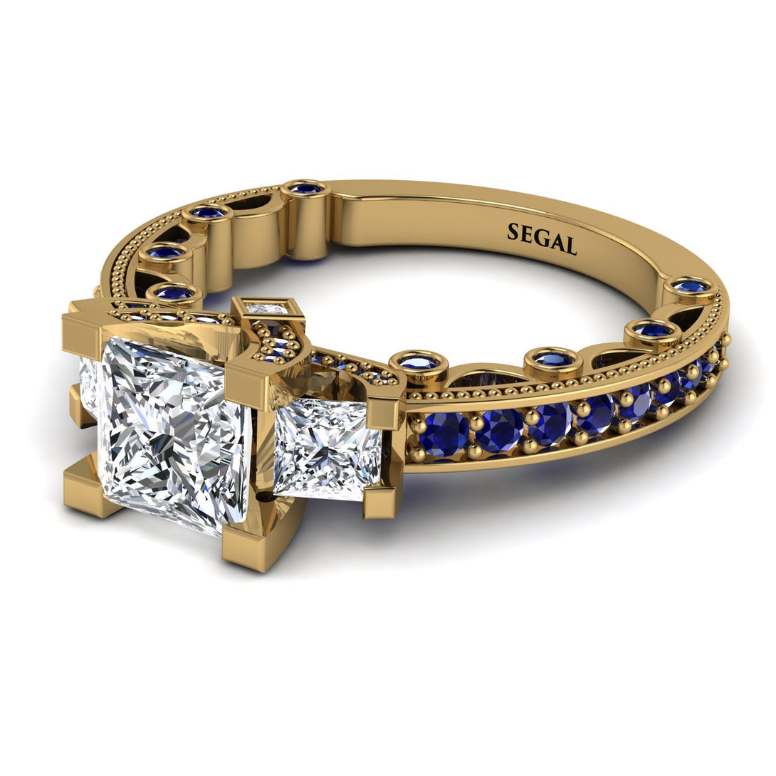 Modern Geometric Diamond Gold Engagement Ring - Beverly No. 61