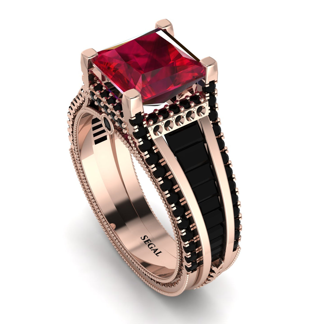 Princess Geometric Ruby Engagement Ring - Marilyn No. 41