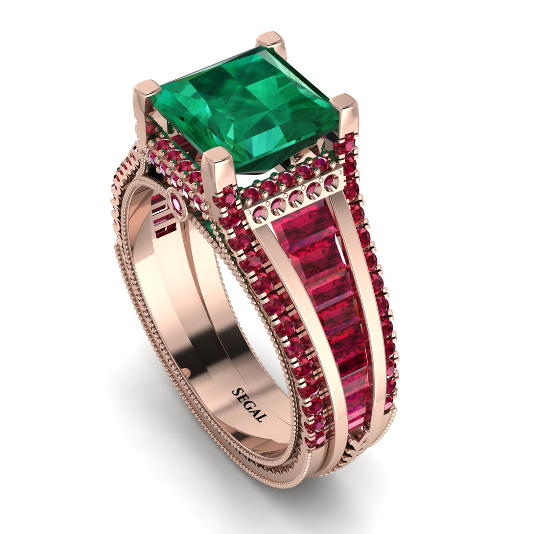 Princess Geometric Emerald Engagement Ring - Marilyn No. 50