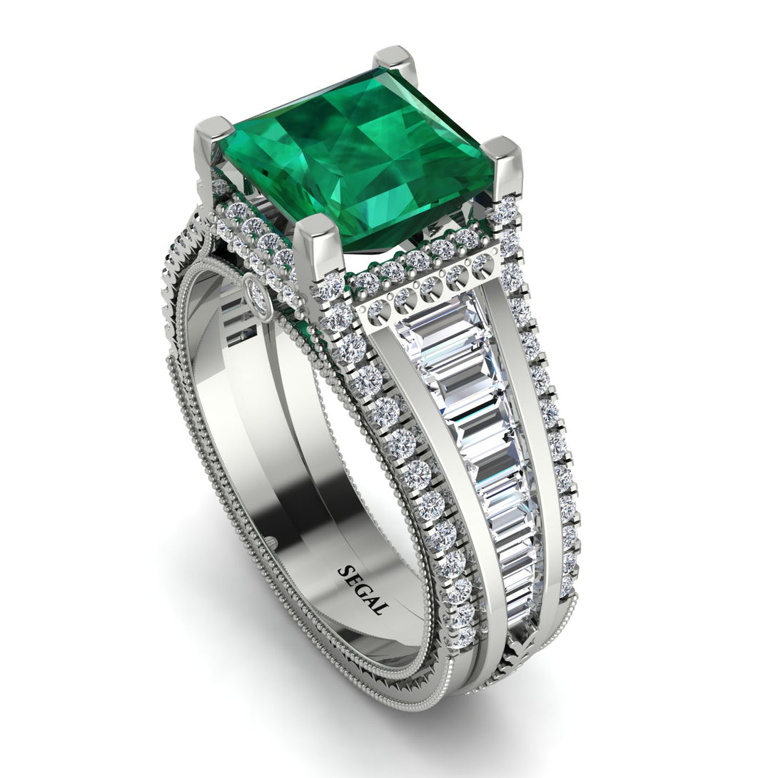 Princess Geometric Emerald Engagement Ring - Marilyn No. 6