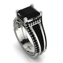 Princess Geometric Black Diamond Engagement Ring - Marilyn No. 39 image 1