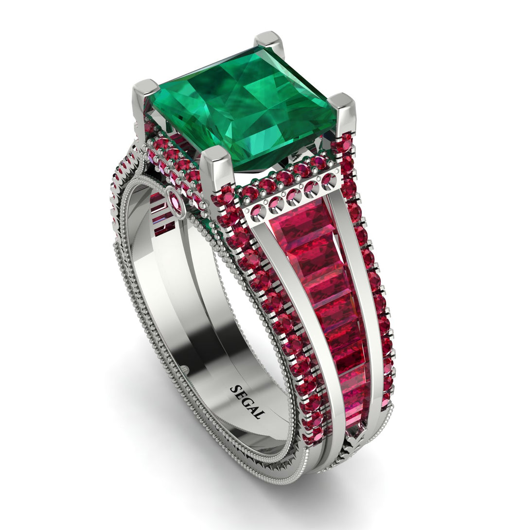 Princess Geometric Emerald Engagement Ring - Marilyn No. 51