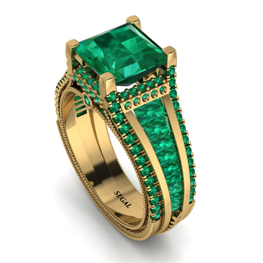 Princess Geometric Emerald Engagement Ring - Marilyn No. 19