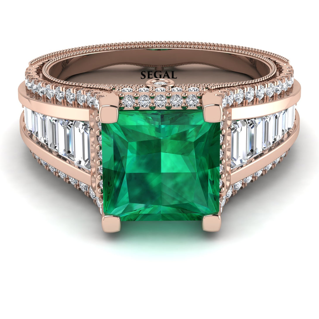 Princess Geometric Emerald Engagement Ring - Marilyn No. 5