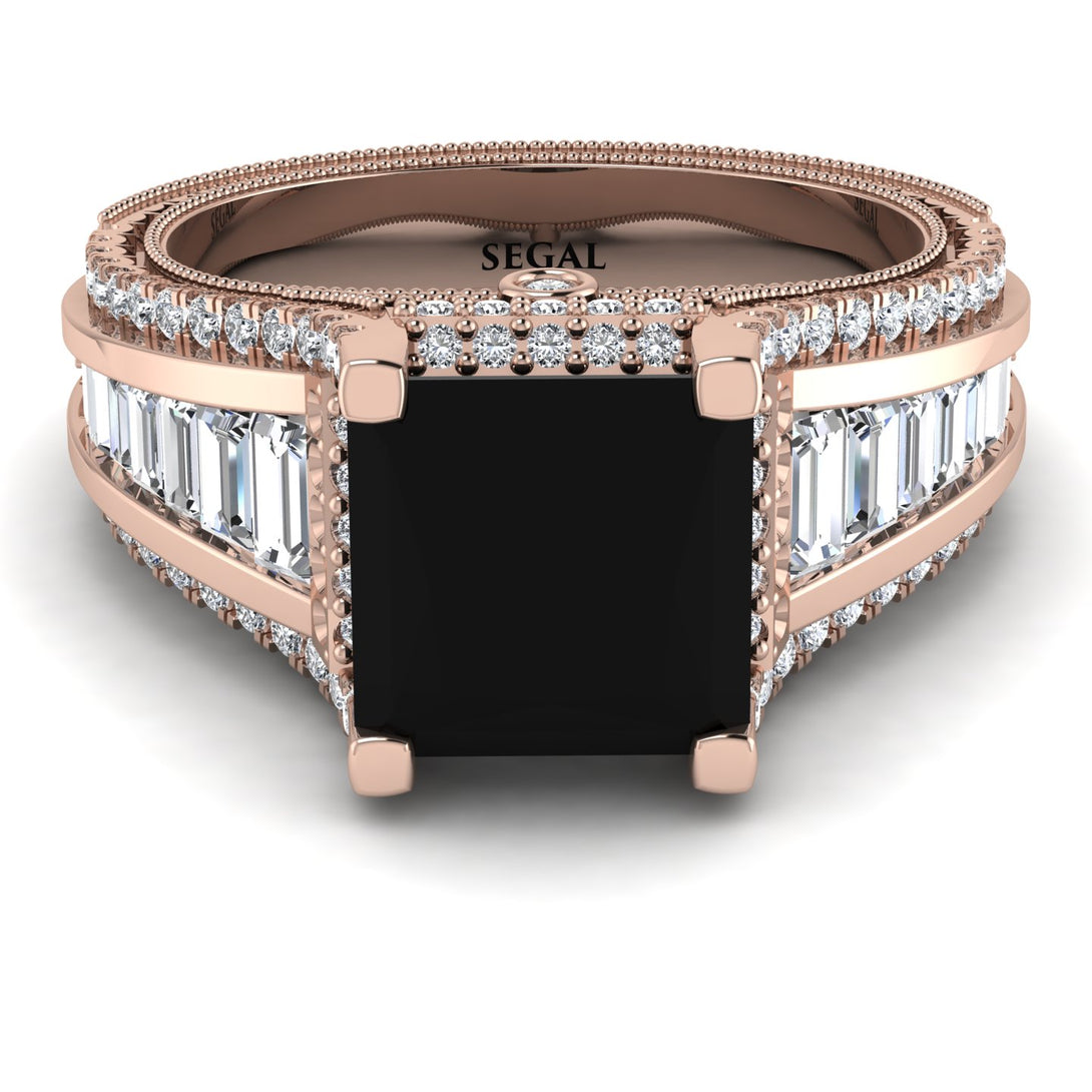 Princess Geometric Black Diamond Engagement Ring - Marilyn No. 8