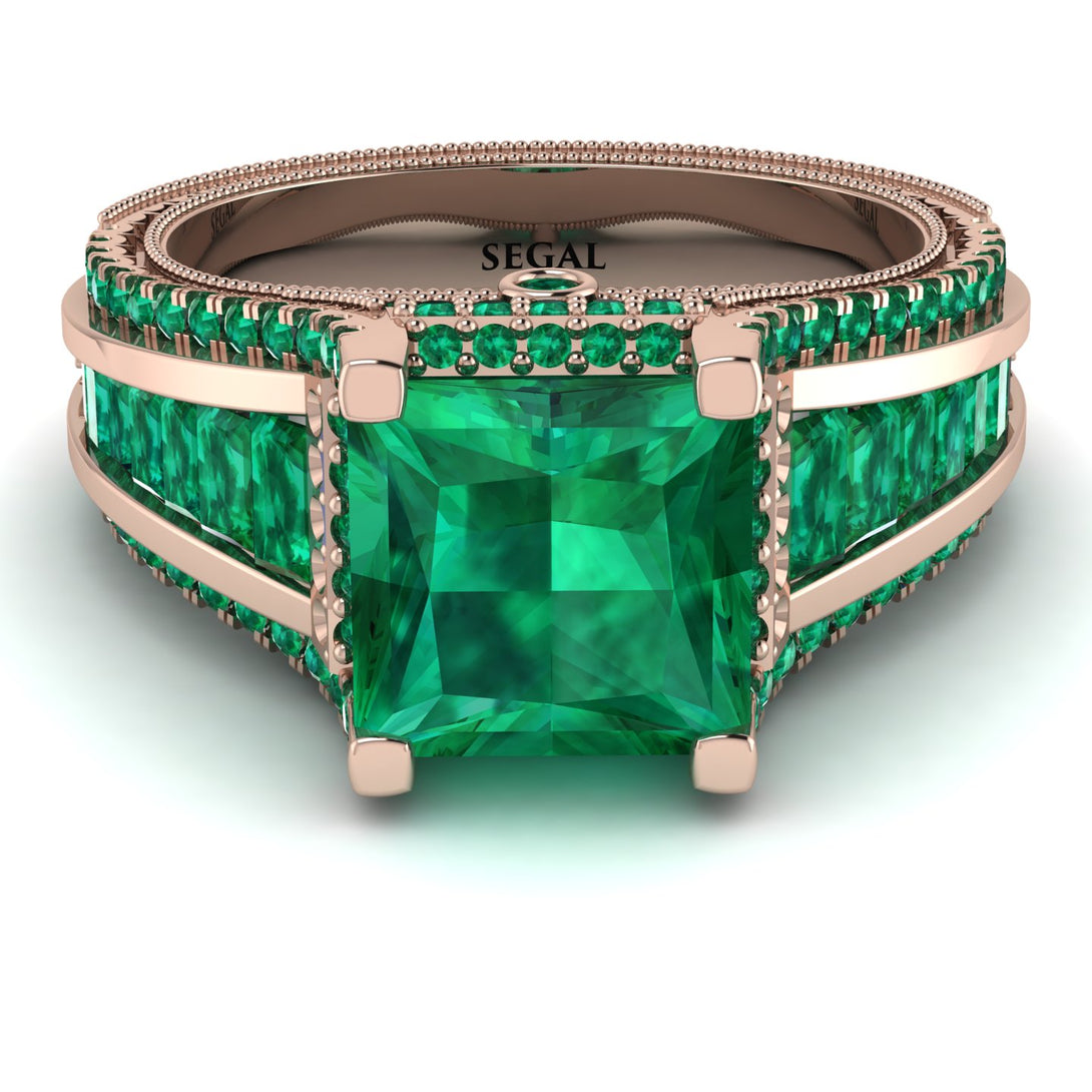 Princess Geometric Emerald Engagement Ring - Marilyn No. 20