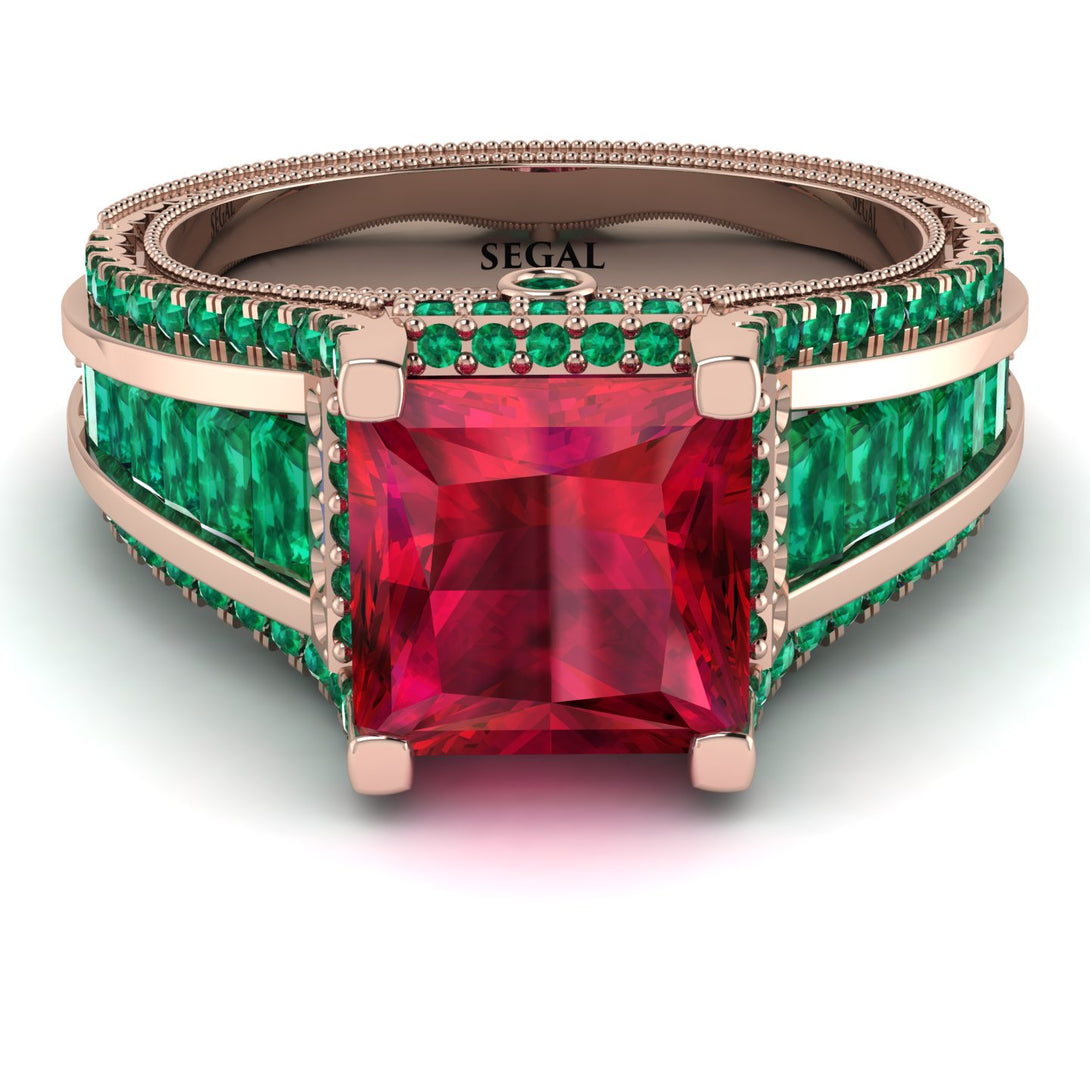 Princess Geometric Ruby Engagement Ring - Marilyn No. 26