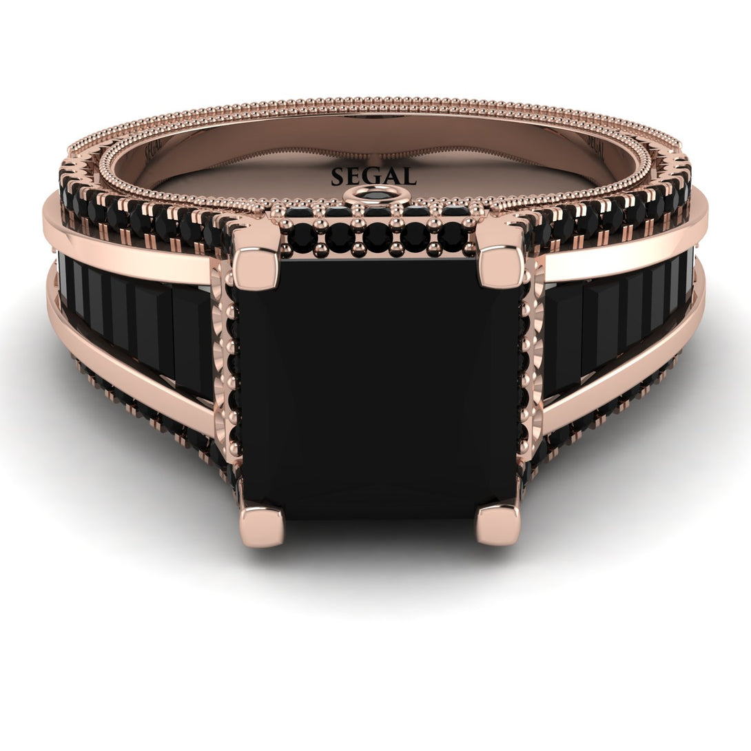 Princess Geometric Black Diamond Engagement Ring - Marilyn No. 38