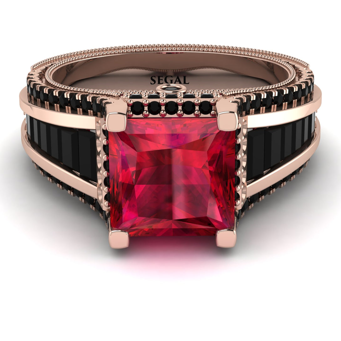 Princess Geometric Ruby Engagement Ring - Marilyn No. 41